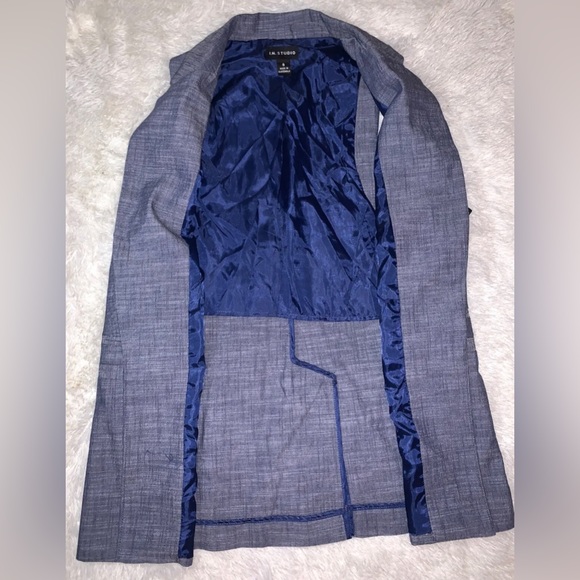 I. N. Studio Women’s Navy Blue Denim Like Vest Open Front w/ Collar Sz 8 NWT - Picture 6 of 12